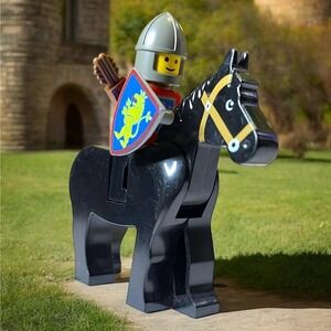Vintage LEGO Minifigure Mounted Knight with Horse Shield Bow Quiver